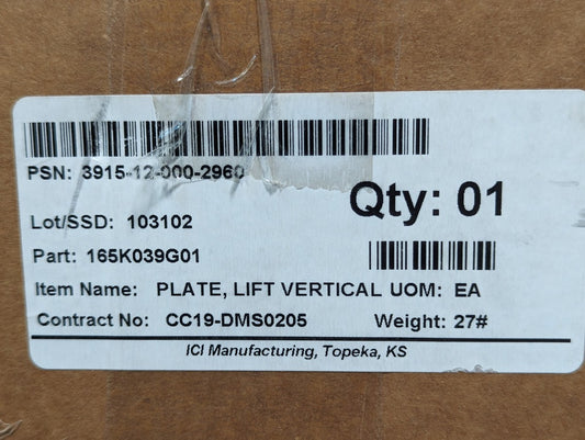 3915-12-000-2960 165K039G01 Vertical Lift Plate