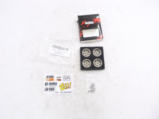 4 PC Injora 1.0 Plus 6 Spoke Brass Beadlock Wheels 42g 3.75mm Offset for 1/18 RC