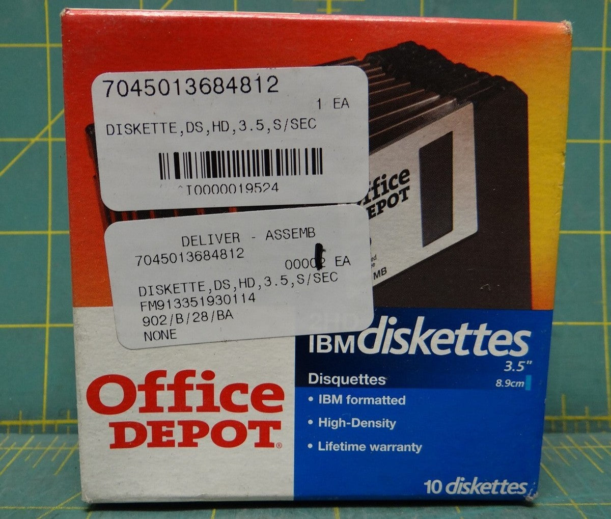 (Box of 10) 2 HD IBM High Density Diskettes 3.4" 1.44 MB Item Number 405-891