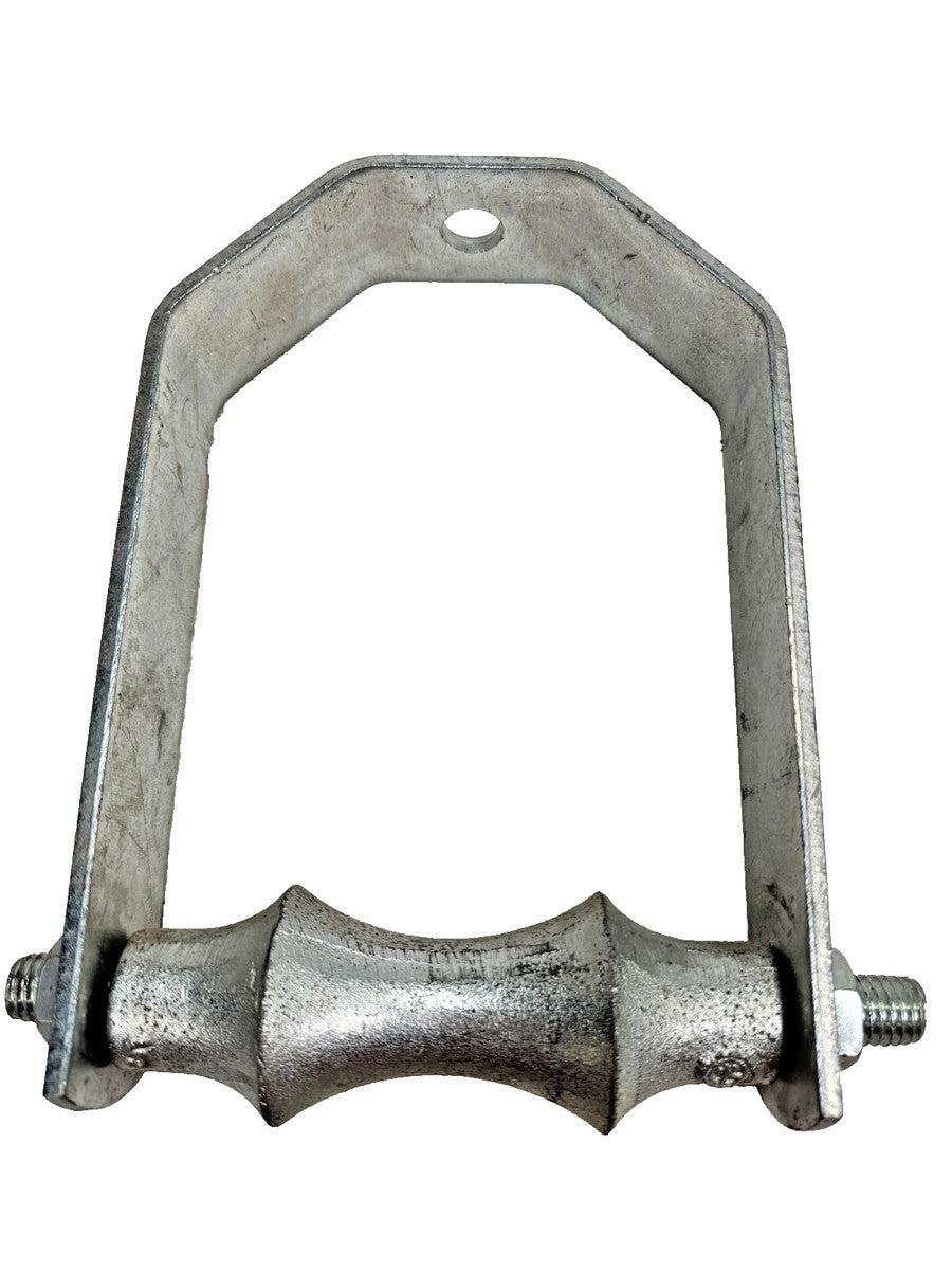 5" Pipe Roller Hanger, Galvanized, Adjustable Yoke, Fits 5/8" Rod (11/16" OD)
