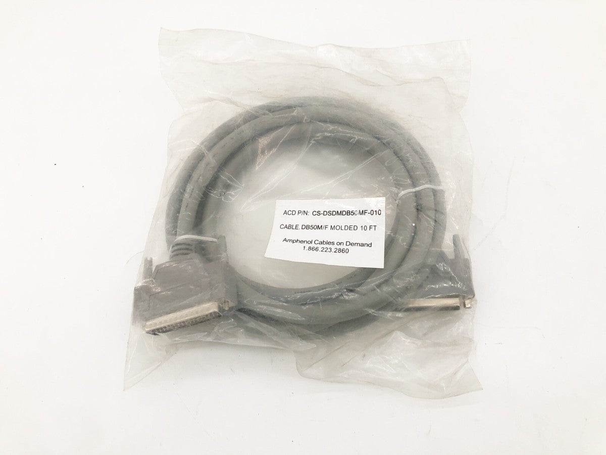 New Amphenol CS-DSDMDB50MF-010 D-Sub Cable Assembly DB50 Gray 10FT.