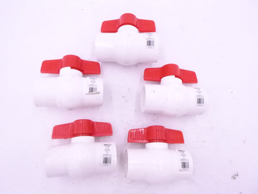 5 Pack Proline 1-1/4" PVC SCH 40 Threaded Ball Valve 107-136