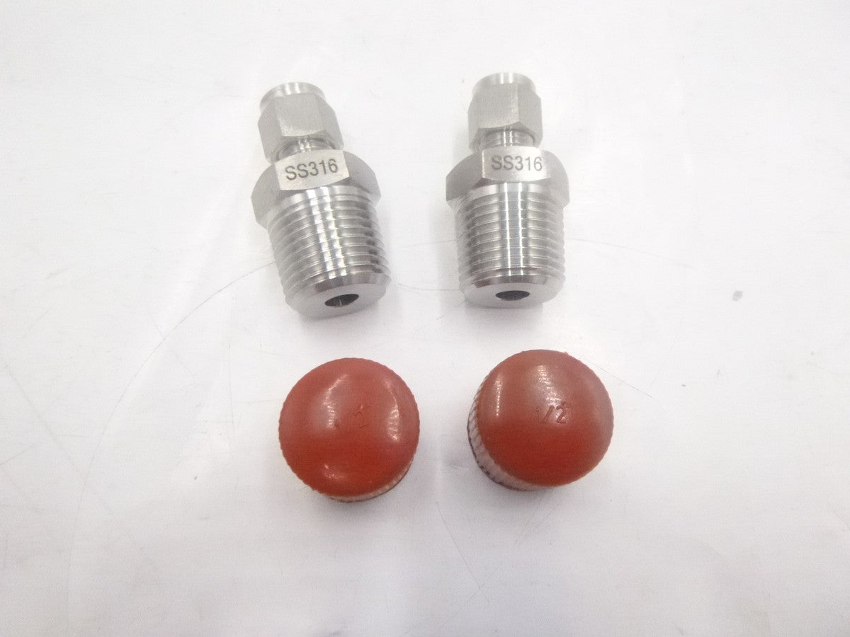 2 Pack Stainless Steel Compression Fitting SC12-14-BT1 1/2 Thread 1/4" Probe OD