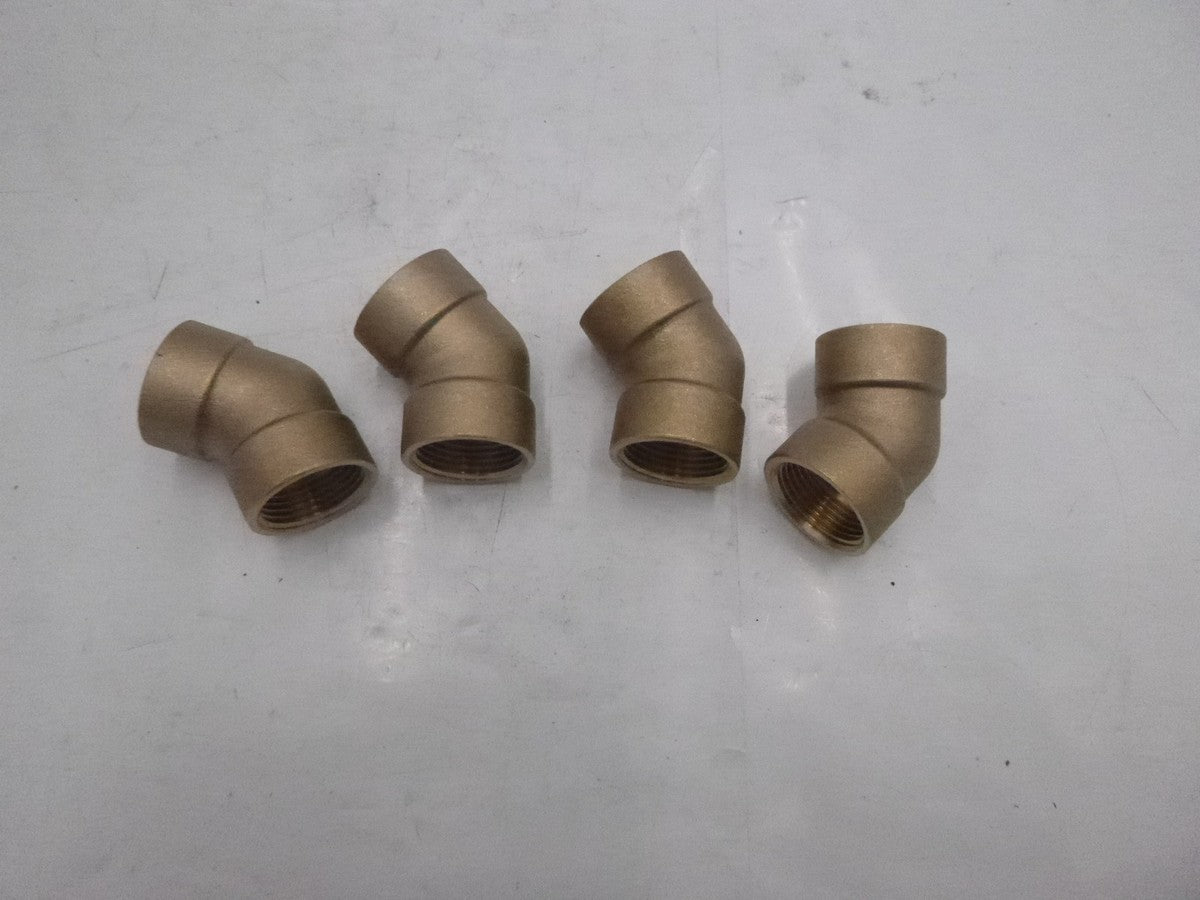 4 Pack 3/4" Brass Elbows 45 Degree Female To Female Threaded