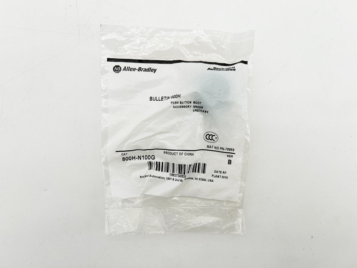 New Allen Bradley 800H-N100G Pushbutton Cap Green Urethane Ser.B