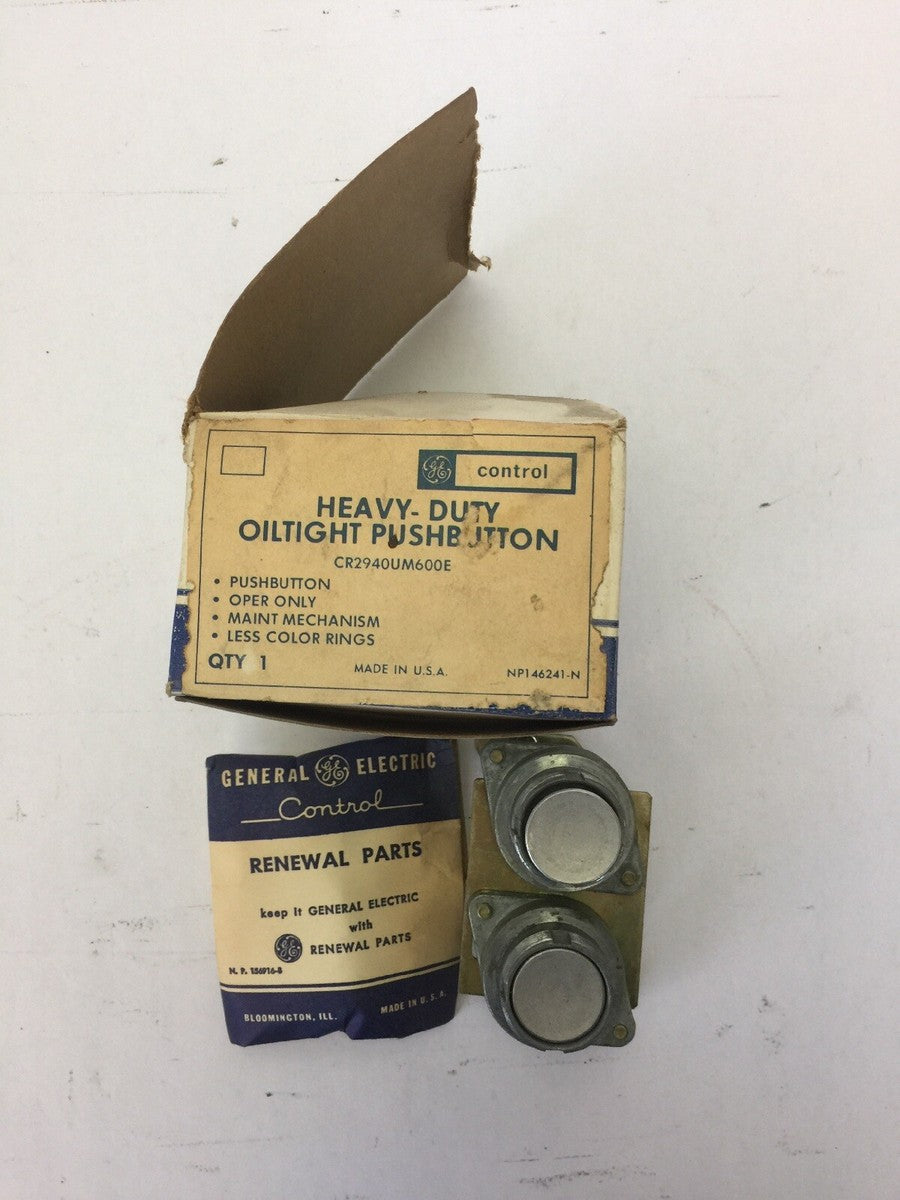 GE CR2940UM600E HEAVY DUTY OILTIGHT PUSHBUTTON OPER ONLY LESS COLOR RINGS MAINT 