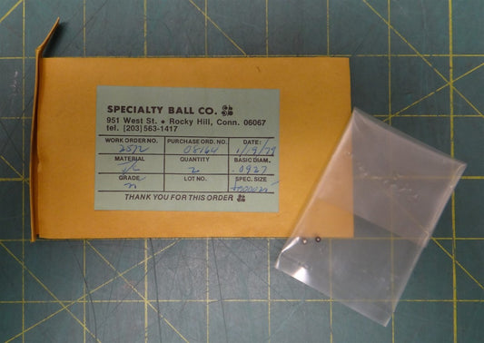 (Lot of 2) 0.0927" Diameter Specialty Ball Co. Tungsten Carbide Bearing Ball