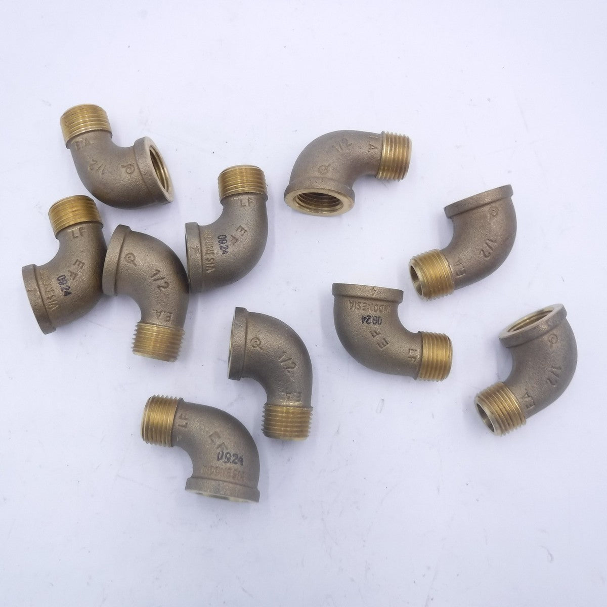 10 Pack 1/2" MIP x 1/2" FIP 90° Brass Street Elbow