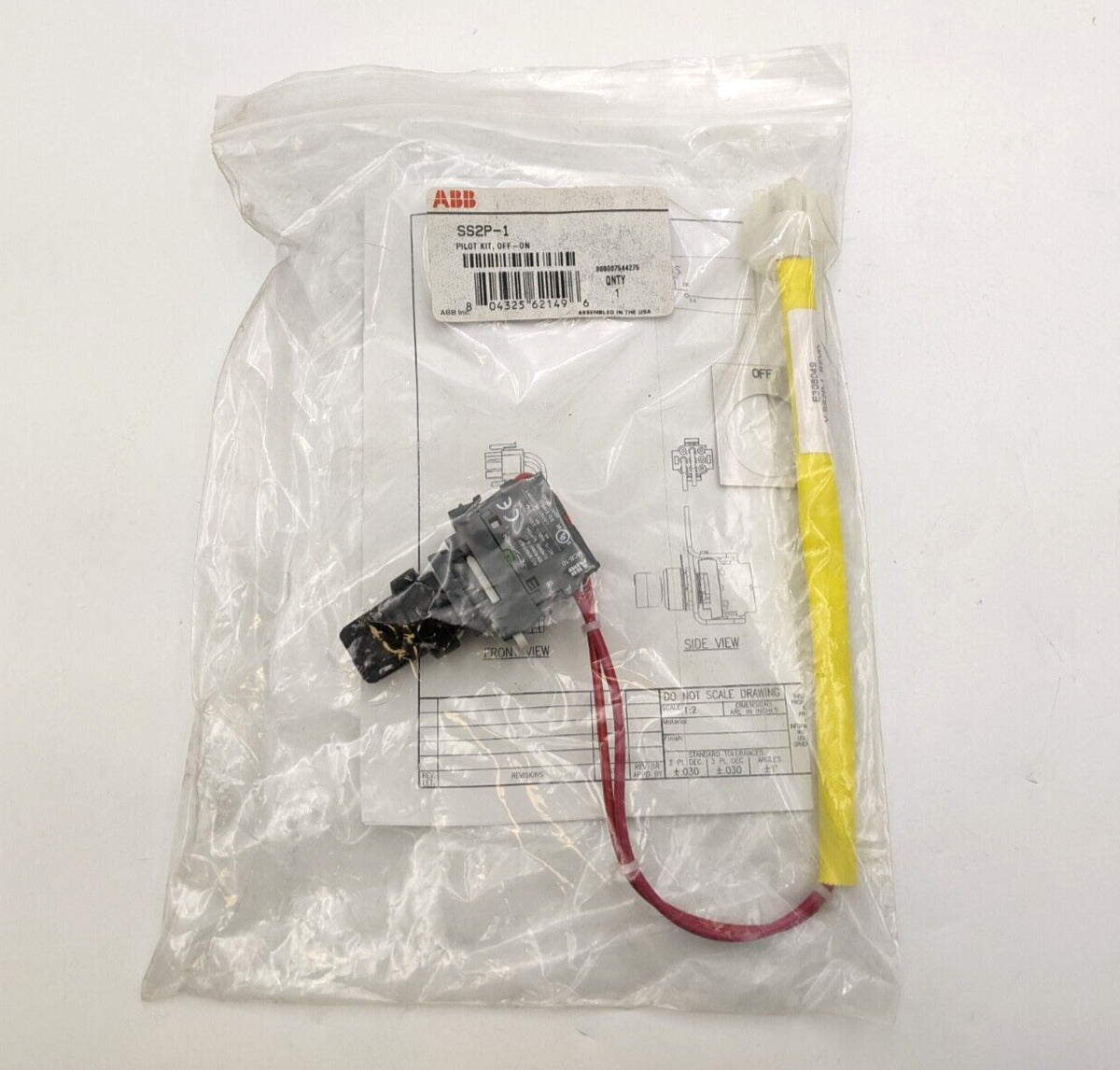 ABB SS2P-1 Pilot Device Kit OFF ON Selector Switch Control Panel Equipment SS2P1
