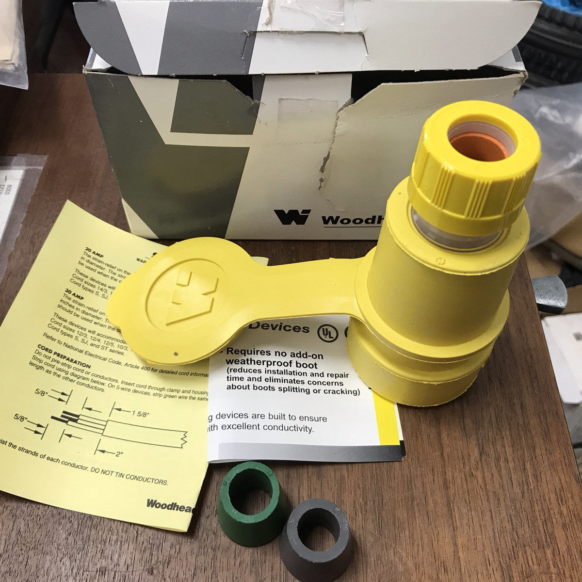 Woodhead Watertite 1301470059 Connector NEMA L16-20, 20A, 480V, Rubber Yellow