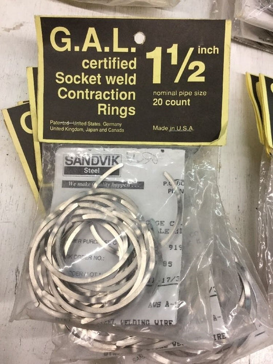 (20) Socket Weld Contraction Rings 1-1/2" G.A.L Gage Gap-A-Let Certified w/MTR
