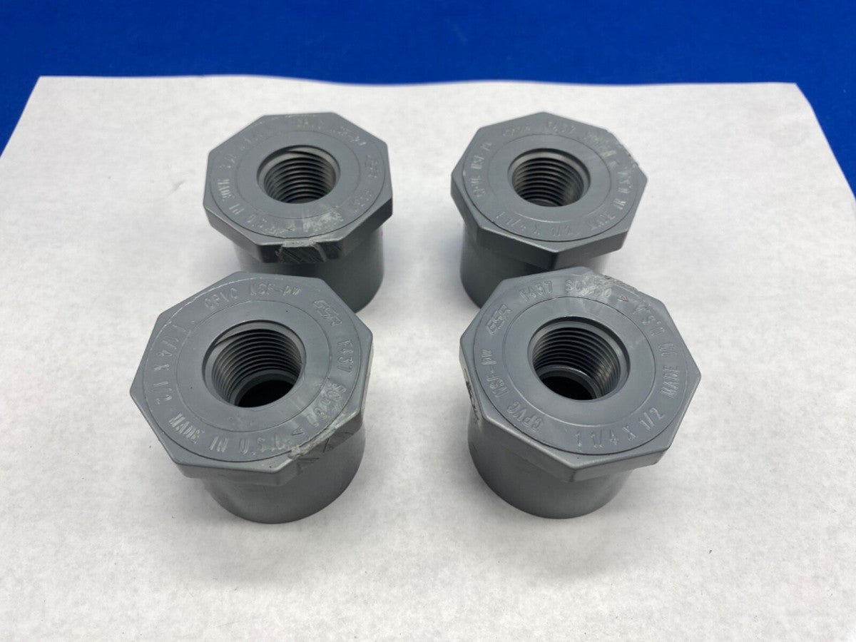GSR qty 4 bulk lot, sch 80 CPVC bushing F437 slip glue 1-1/4” x 1/2” f npt