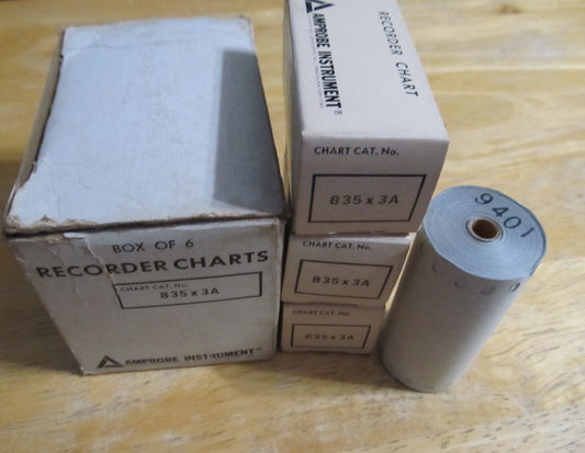 "LOT OF 3"  Amprobe Recorder Chart Paper Rolls, 835X3A