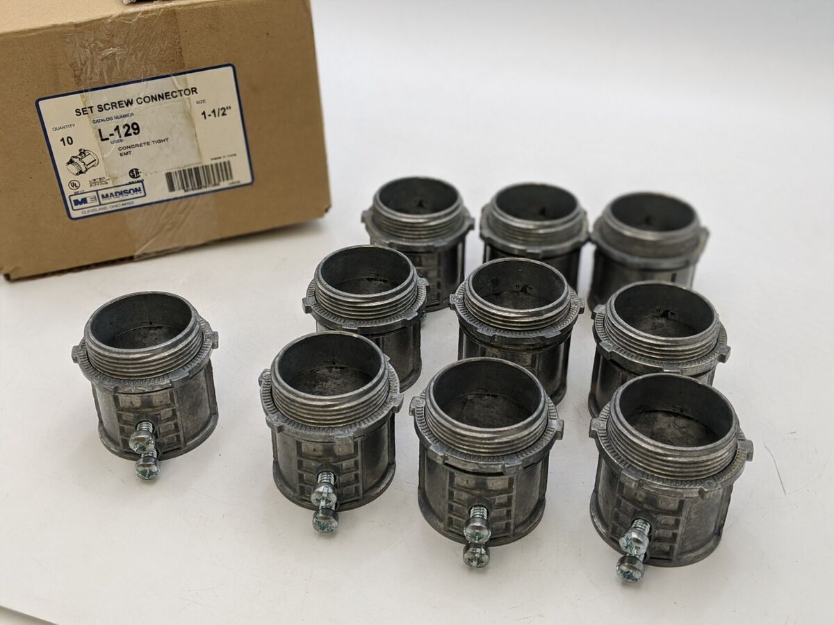 10 Piece L-129 Set Screw Connector 1-1/2" Concrete Tight EMT