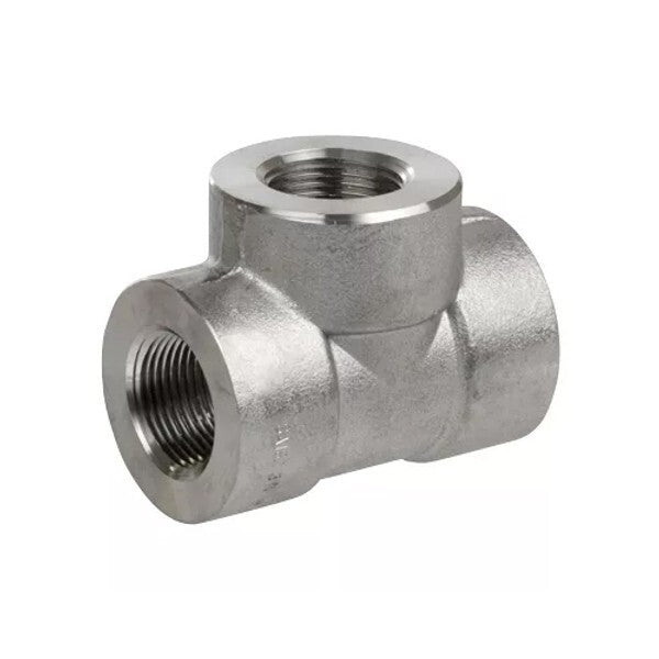 TEE, Reducing 1" x 3/4" Class 3000 NPT Forged 304 Stainless Steel Pipe Fitting