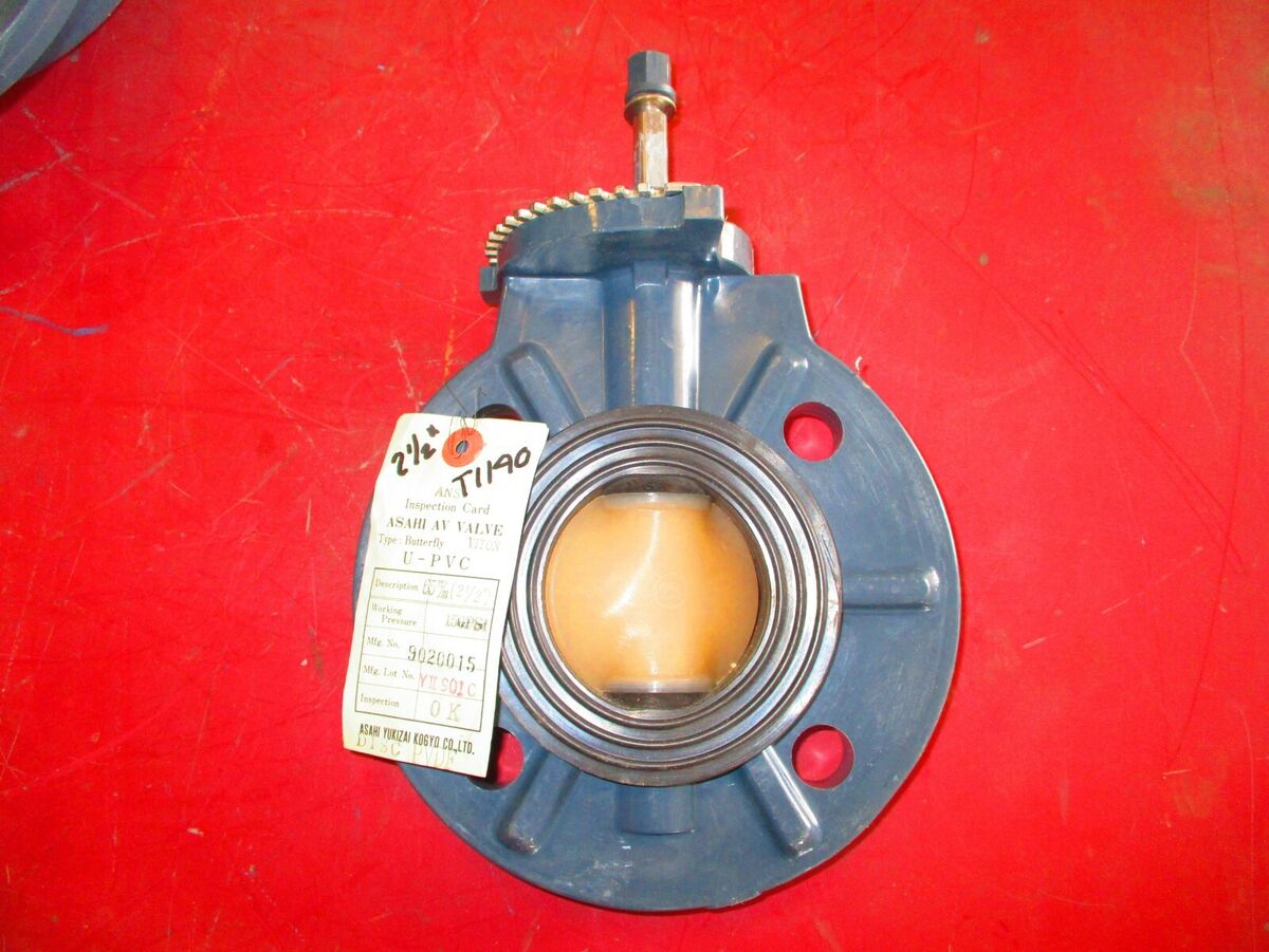 ASAHI PVC Butterfly Valve 2-1/2" 150 Lug Style, PVDF Disc, Viton Seat, NO LEVER