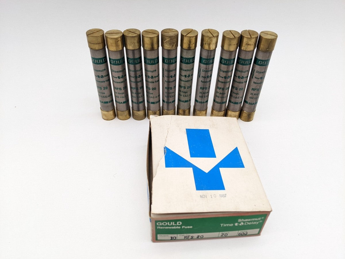 Gould Shawmut RFS 20 RFS20 Renewable Fuse 20A 600 VAC Class H 10kAIR Lot of 10
