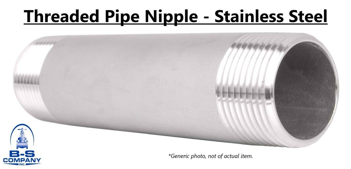 Pipe Nipple Thread End 304 Stainless Steel 1-1/2" x 12" Long Schedule 80 XH