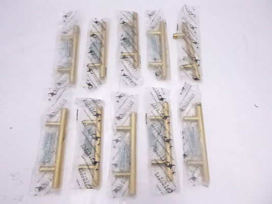 10 Pack Alpine Hardware Solid Stainless Steel Handle Pulls Gold Fine Brushed