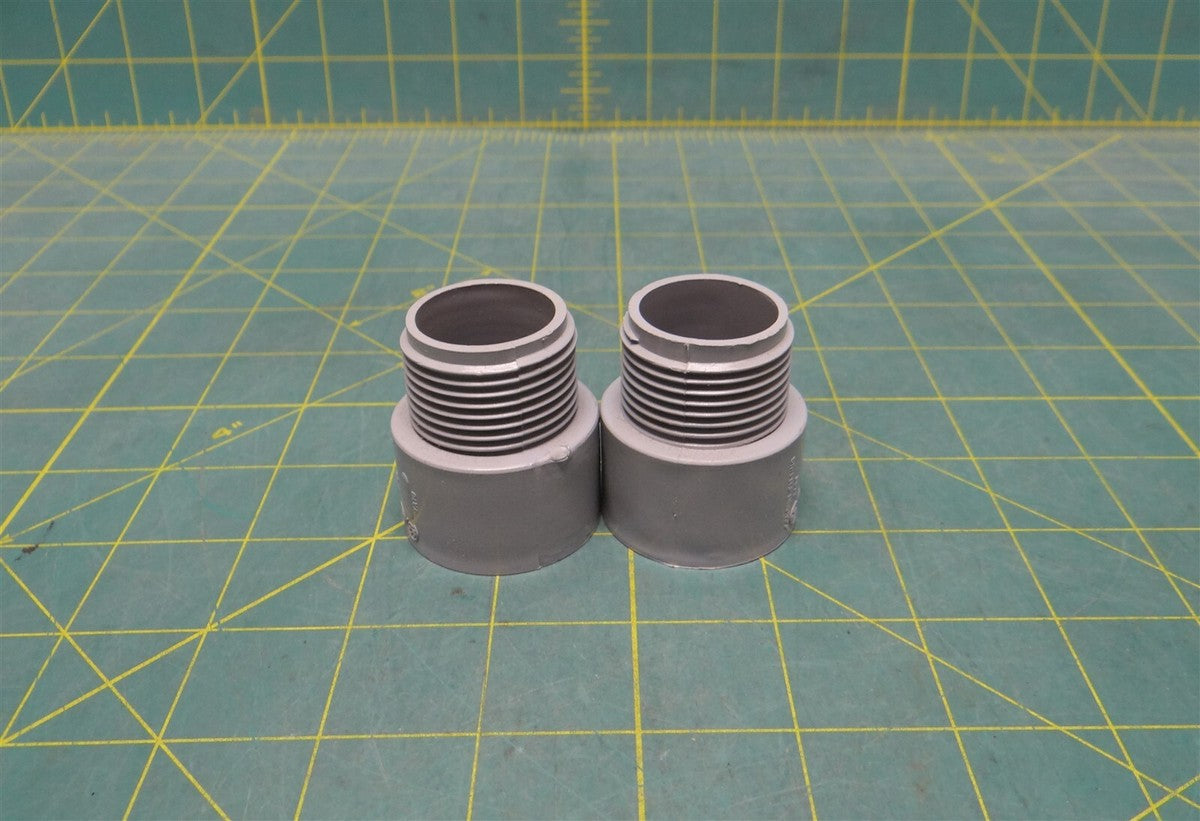 (2) 1" Gray PVC Male Terminal Adapter Fitting - Kraloy Brand TA10
