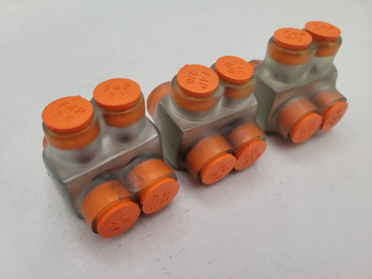 3Pc Lot F4P ILC2/0-2 Aluminum Lug 2/0 AWG 2 Port Multi-Tap Connector 600VAC Max