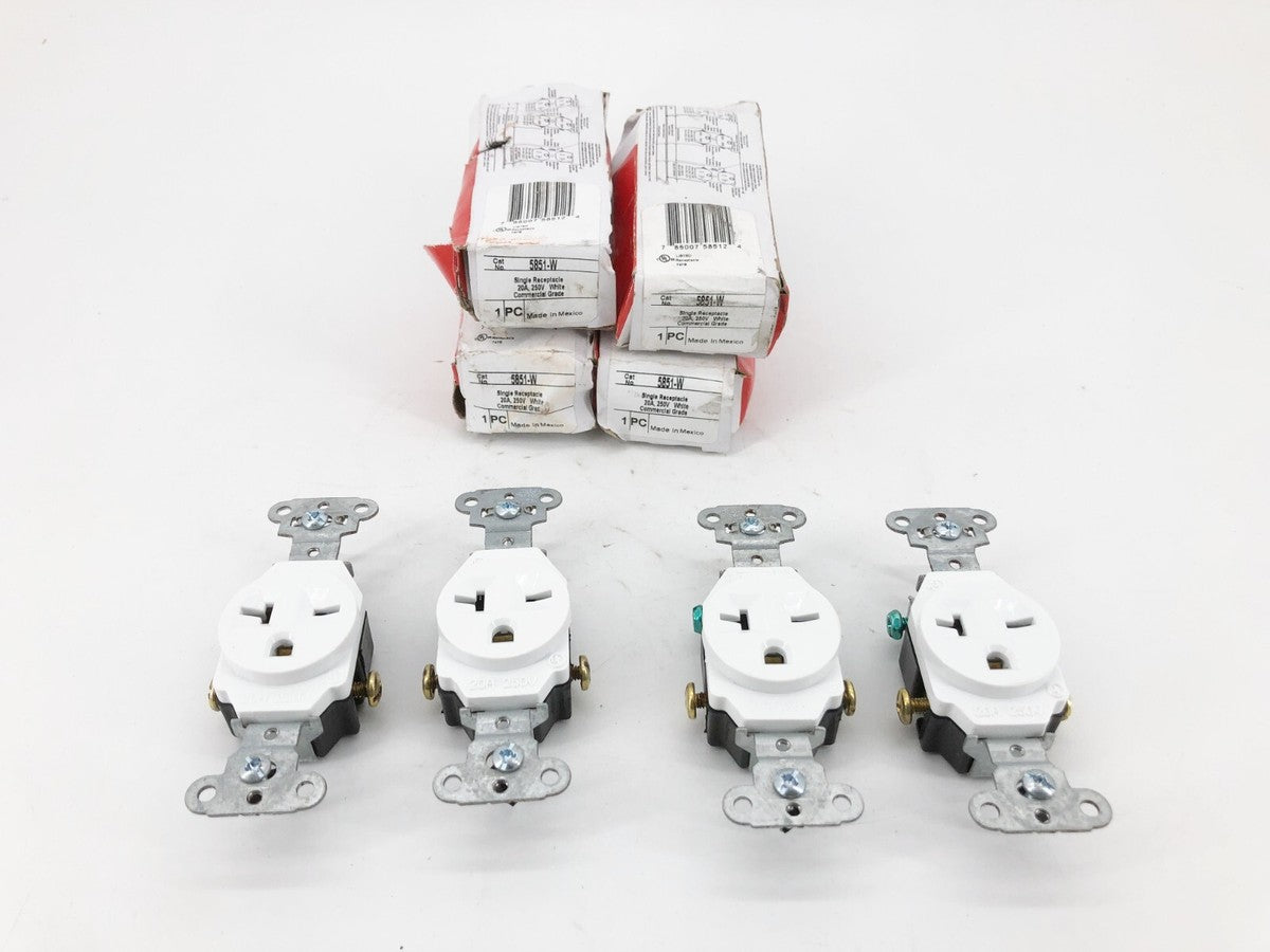 Lot of 4 New Legrand 5851-W Single Receptacles 20A 250V White