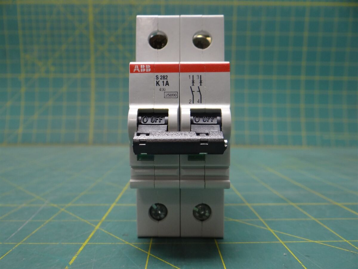 ABB 280 Series S282-K1A 2P, 1PH, 1A, 400Vdc 10kA@230V Bolt On LI Circuit Breaker