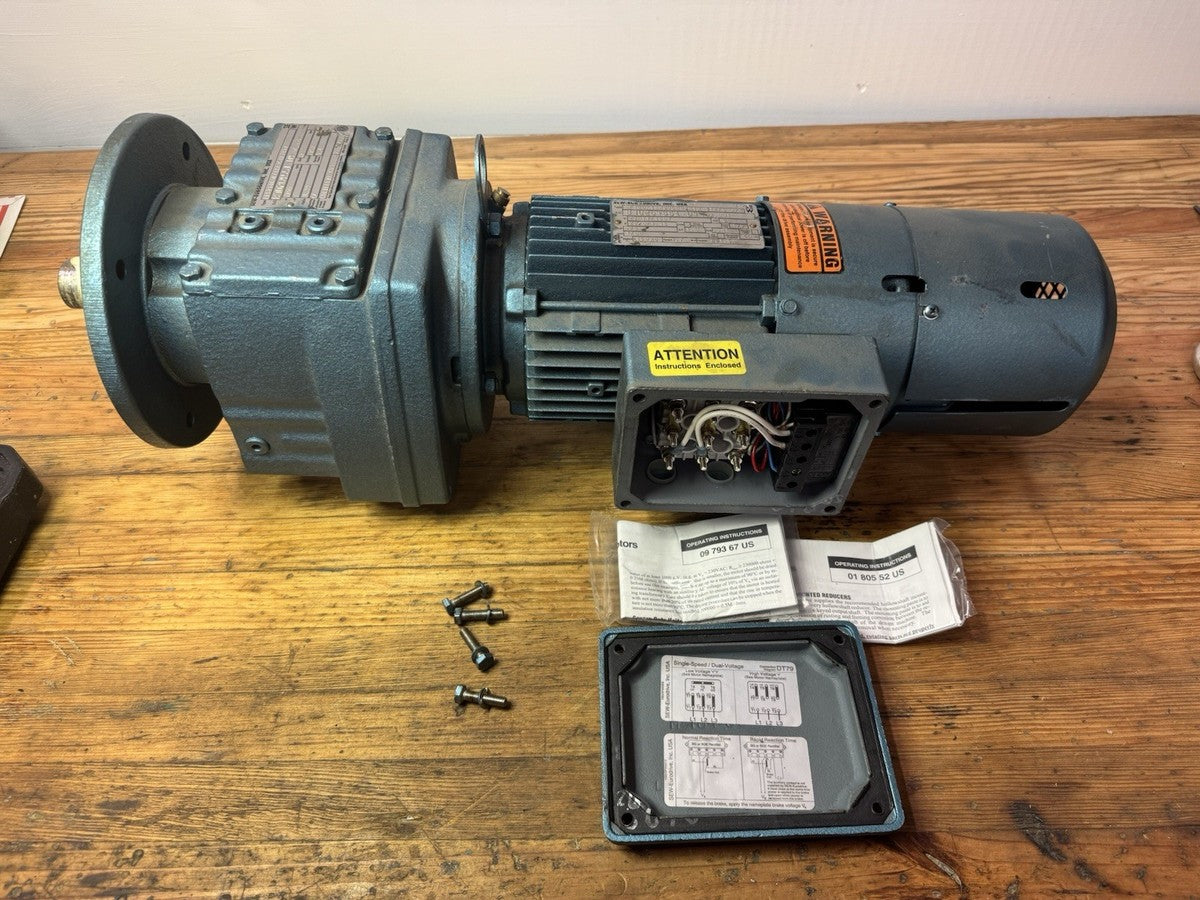 Sew Eurodrive Motor DFT80K4 RF57DT80K4 1700 / 19 RPM In/Out .75HP 2.9/1.45 Amp