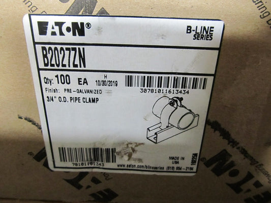 *NEW* - "BOX OF 100" EATON B-Line B2027ZN, 3/4", Steel, Conduit Clamps