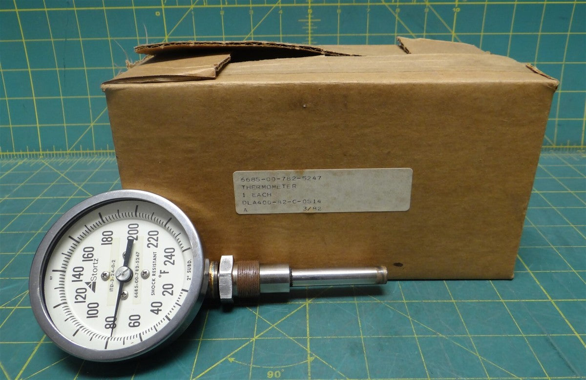 Stortz ITD-3-24-0-2 Bimetallic Thermometer 6685-00-782-5247 0-240 PSI 7" Length