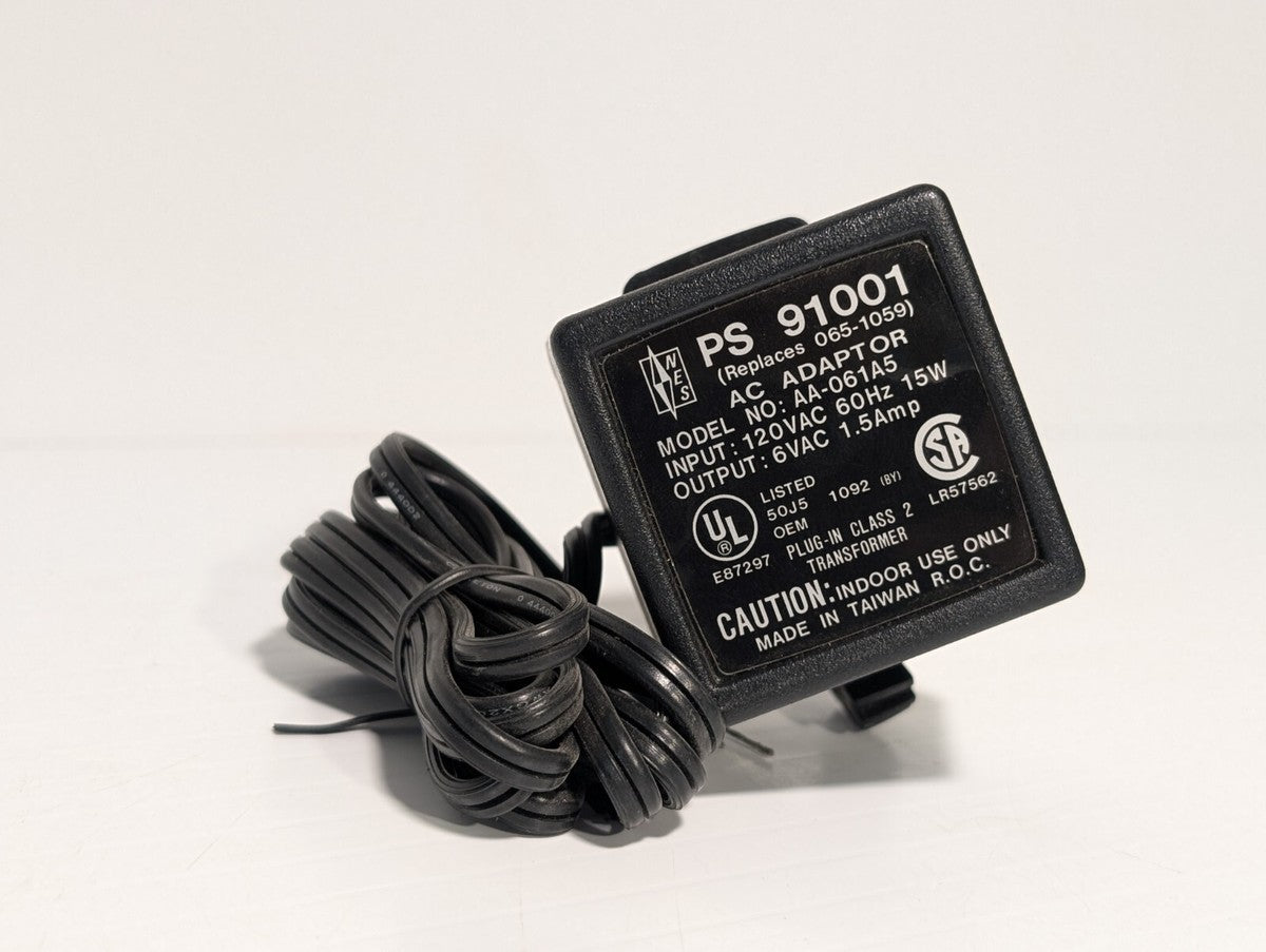 NES AA-061A5, PS91001 AC Adaptor Replaces 065-1059, 6VAC @1.5A out; 120VAC, 60Hz