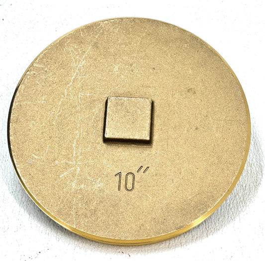 10" Threaded Brass Clean-Out Drain Plug w/ Square Head, Raised