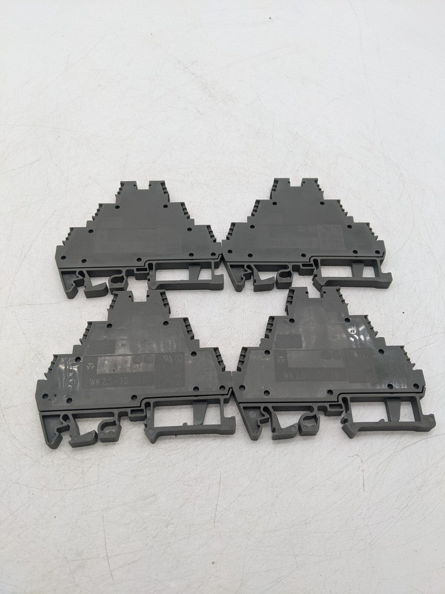 4 Piece Set Wieland WK2,5-3D.../U Terminal Block 22-12 AWG 300 Volt Dark Gray