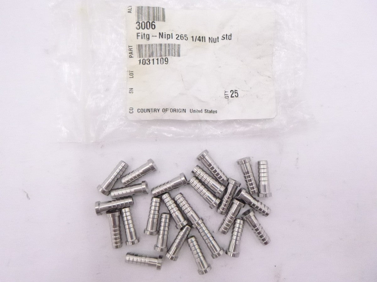 25 Pack 1/4" Stainless Steel Flared Barbed Nipple Fittings 1031109