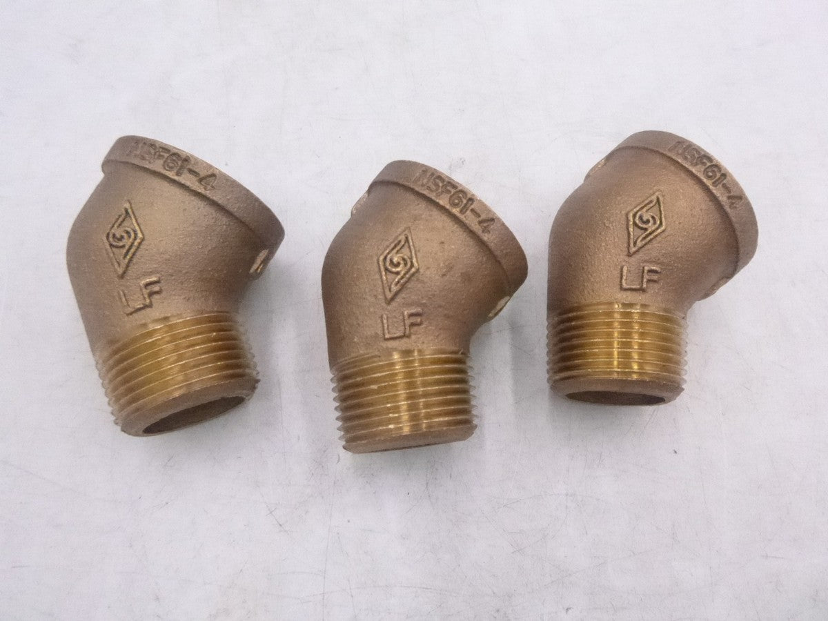 3 Pack Brass 45° Street Elbow MNPT x FNPT 1" Pipe Size Lead Free