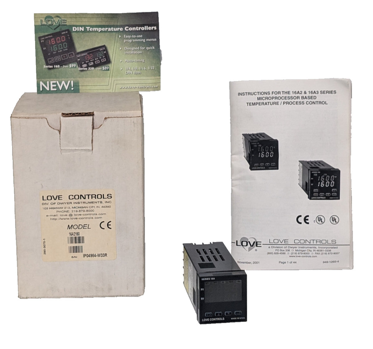 Love Controls/ Dwyer Instruments 16A2150 Temperature Controller Processor, Alarm