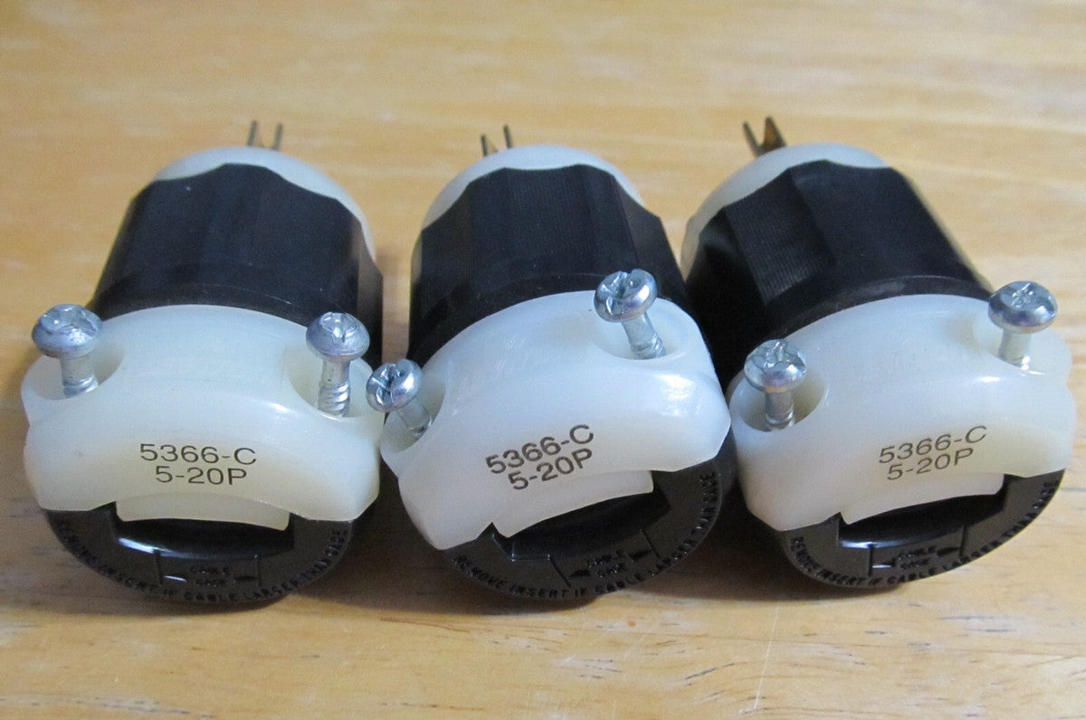 "LOT OF 3" Hubbell HBL5366C 20A, 125V Electrical Plugs