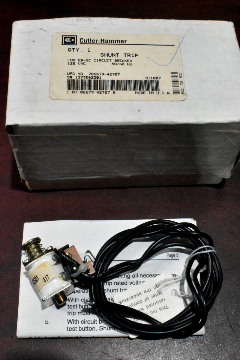 Cutler Hammer 1373D62G01 Shunt Trip for GB-GC Circuit Breaker 120VAC