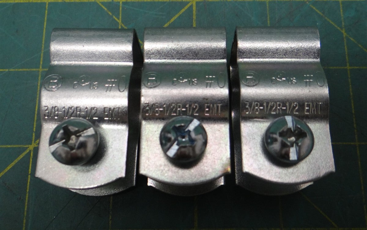 (Qty: 3) Bridgeport 2100 1/2" #0 Conduit Hanger Clamp W/Bolt Zinc-Plated Steel