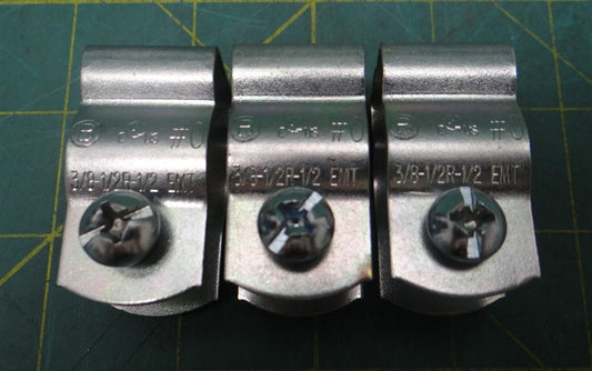 (Qty: 3) Bridgeport 2100 1/2" #0 Conduit Hanger Clamp W/Bolt Zinc-Plated Steel