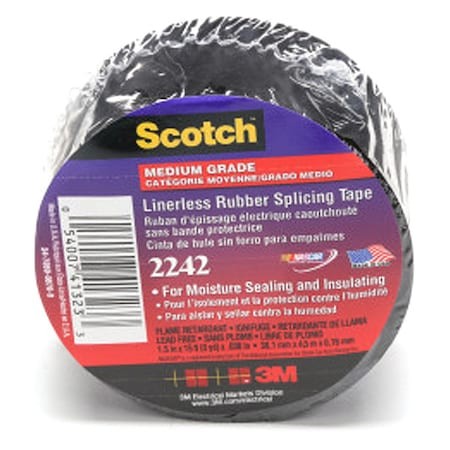 3M 2242-1-1/2X15ft Electrical Tape, 30 Mil, 1-1/2"X 15 Ft., Pk12