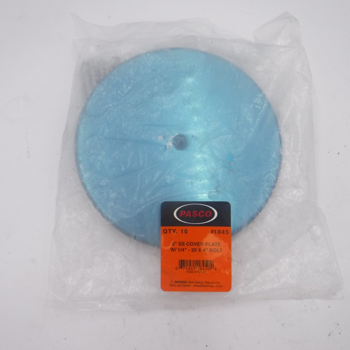 10 Pack Pasco 8" Stainless Steel Cleanout Cover Plate W/Bolt PBPC-338F