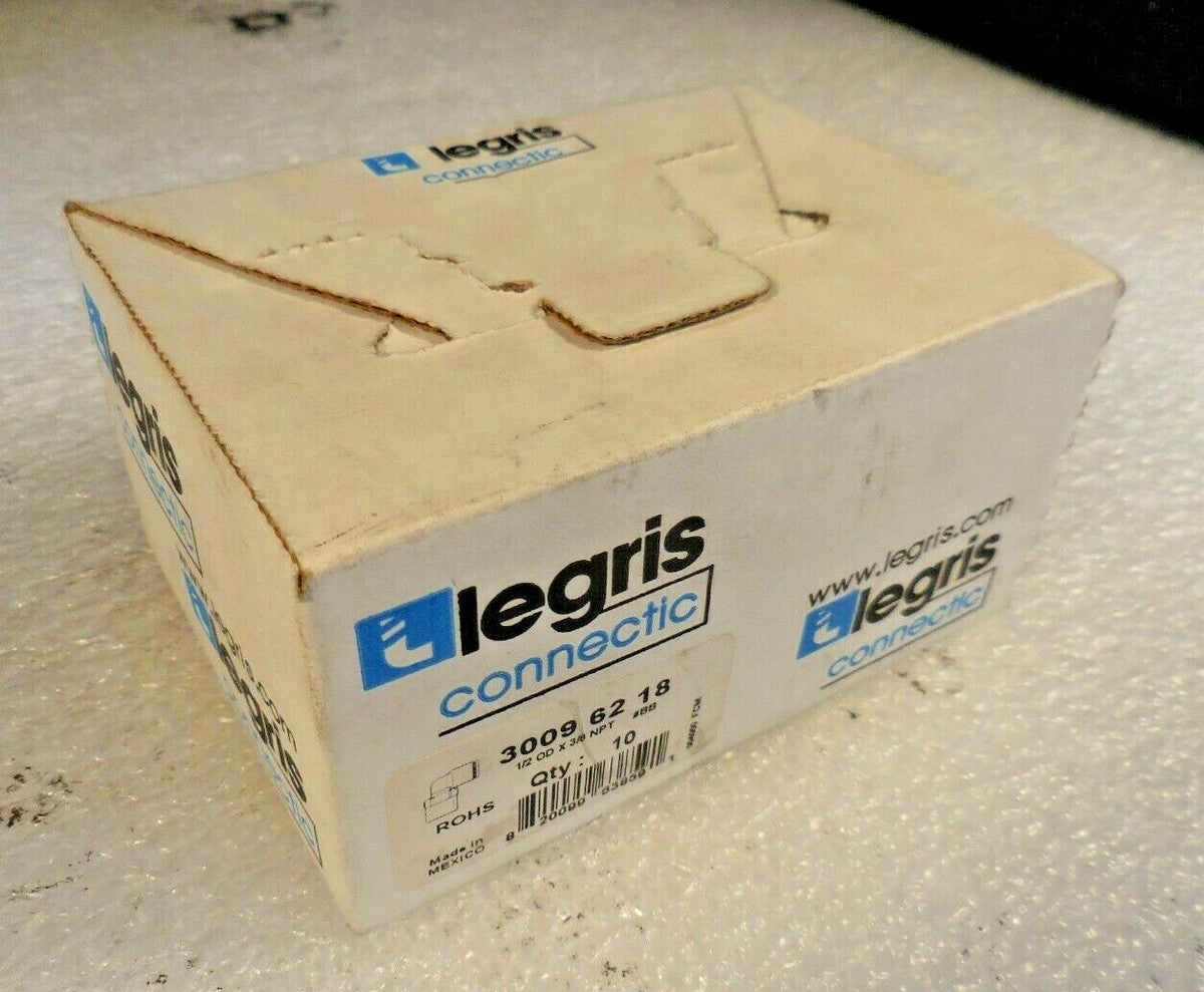 LEGRIS 3009 62 18 Elbow Push Fittings (1/2" OD x 3/8" NPT, #BB, RoHS) Lot of 10