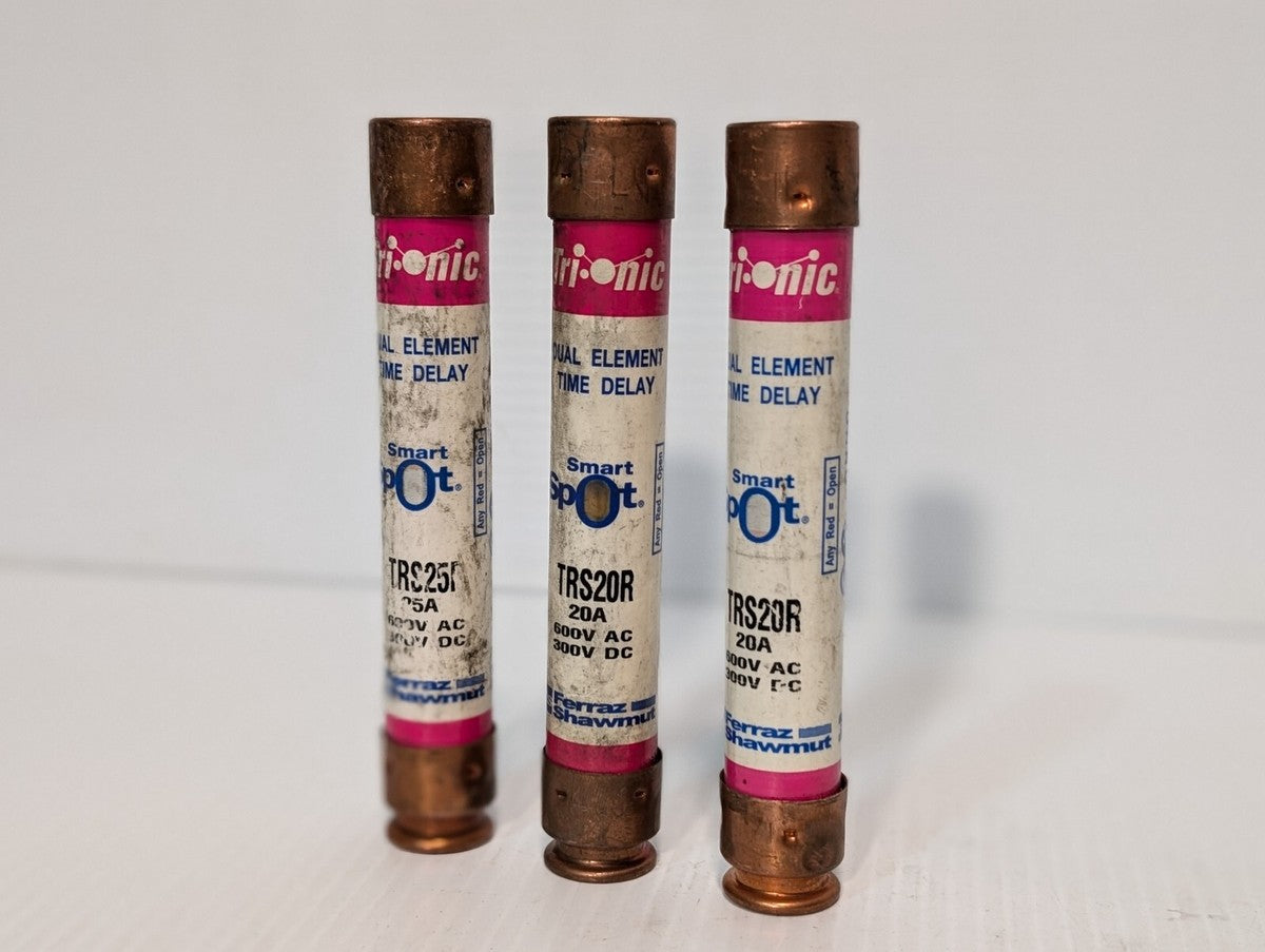 Lot of 3 Ferraz Shawmut TRS20R Fuses, 20A, 600VAC - Free Returns