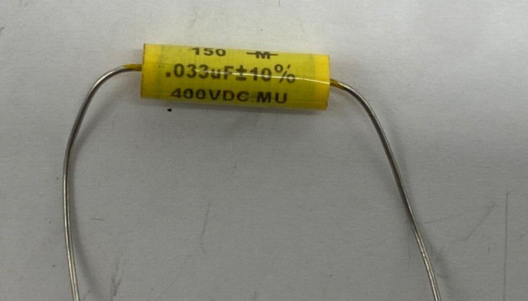 Mallory 150M series metalized film capacitor axial lead 0.033uf/400v, 150333K400