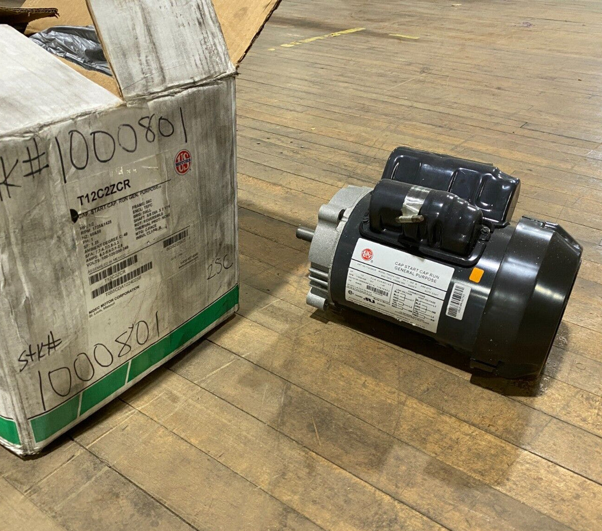 1/2HP US Motors T12C2ZCR Electric Motor 1PH 100-120V 200-240V Frame 56C TEFC NOS