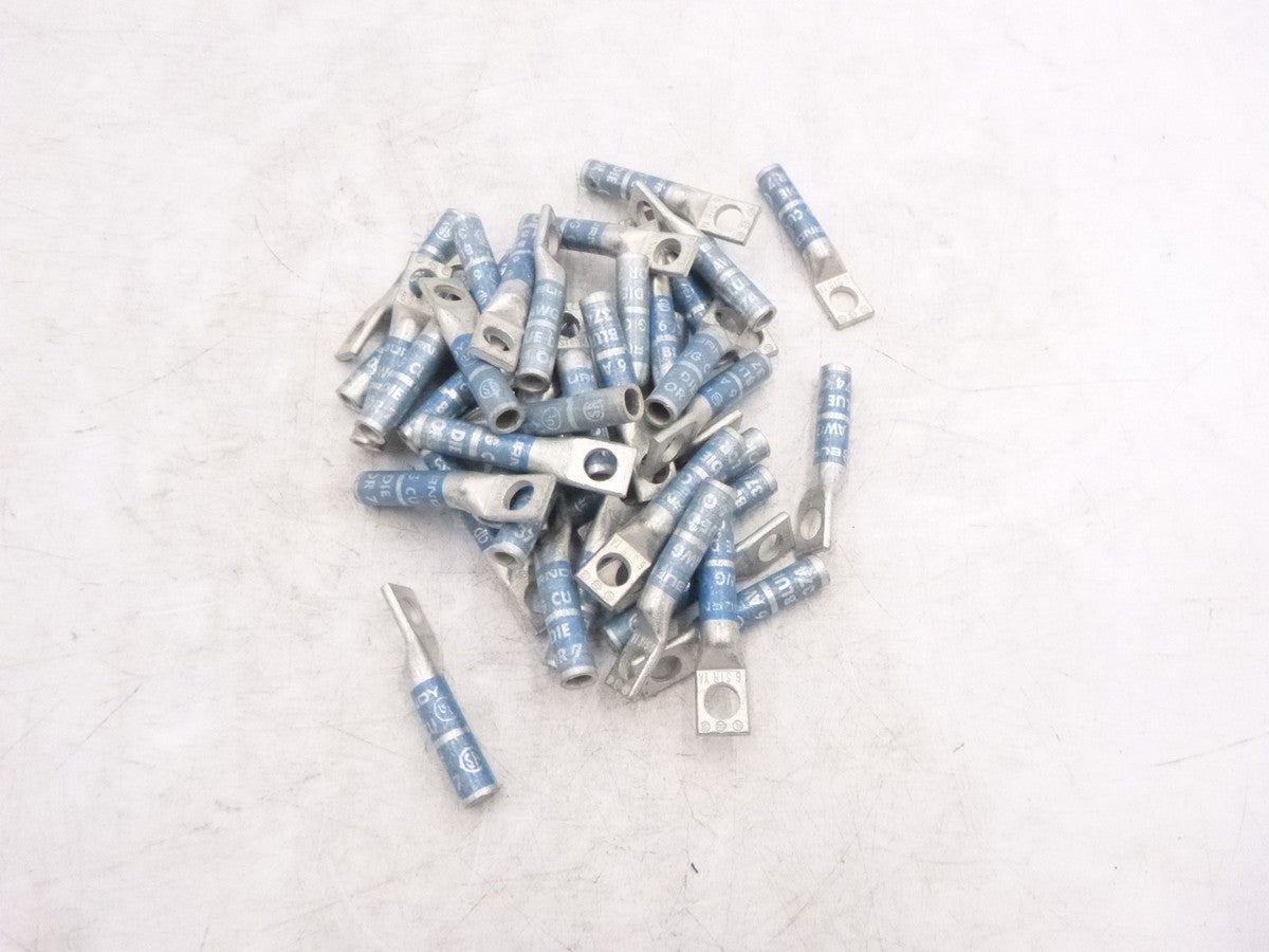 45 Pack Burndy YA6C 1 Hole 1/4" Stud Long Barrell 6AWG Compression Lug