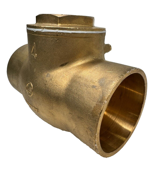 4" CTS Brass Swing Check Valve, 200-psi WOG, Solder (Sweat) Ends  MFG: RWV