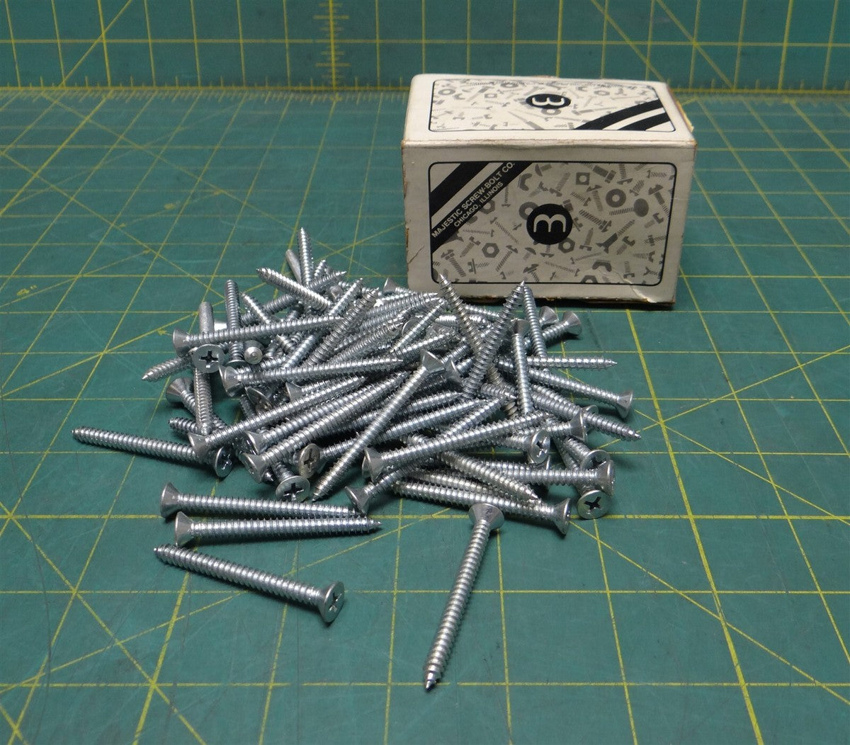 (Lot of 82) No 10 Fully Threaded Steel Phillips Flat Head Screws, 2" Length