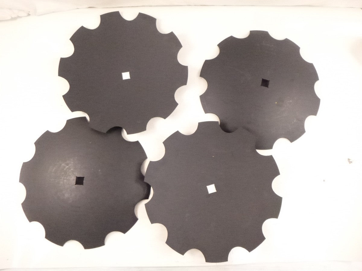 4 Pack 20" Notched Disc Harrow Blades 1-1/8" Square Center Hole 2-1/4" Conclave